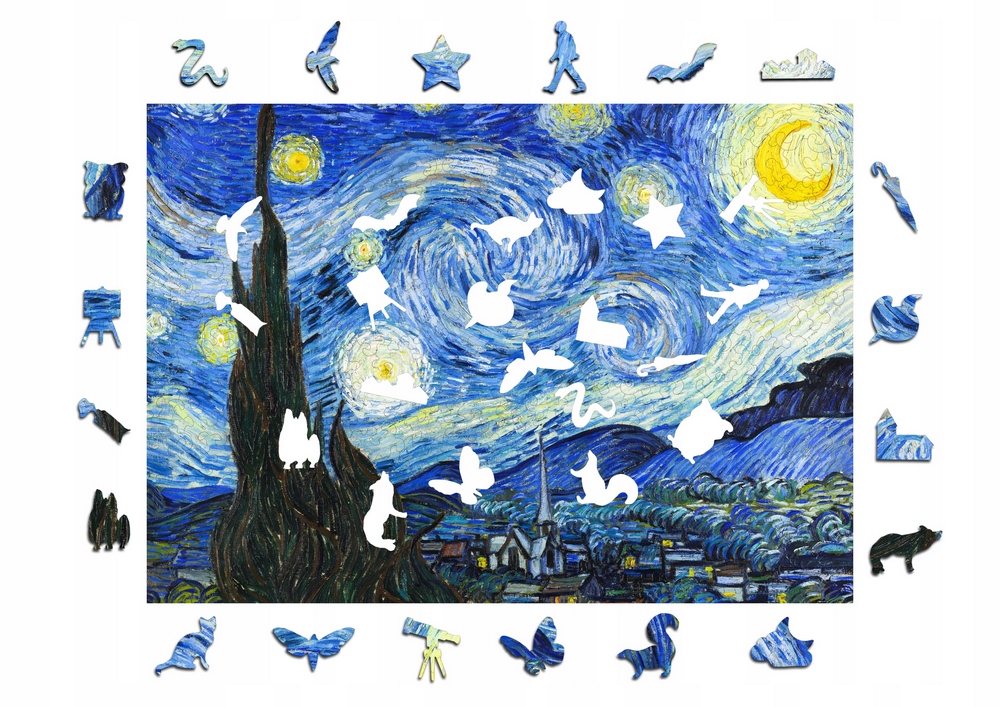 Drevené puzzle A3 van Gogh Starry Night 300 dielikov